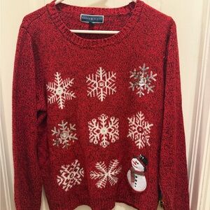 Karen Scott Festive Red Snowflake Sweater
